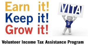 Self Help VITA-Free-Tax-Prep program logo,  Earn It, Keep It, Grow it