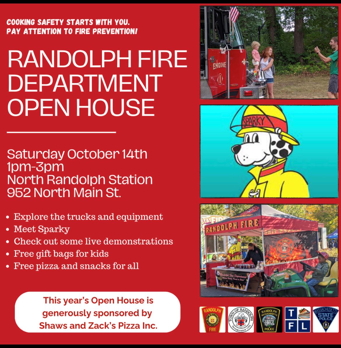 Fire Department Open House, October 4th, 952 North Main Street 1 pm- 3 pm