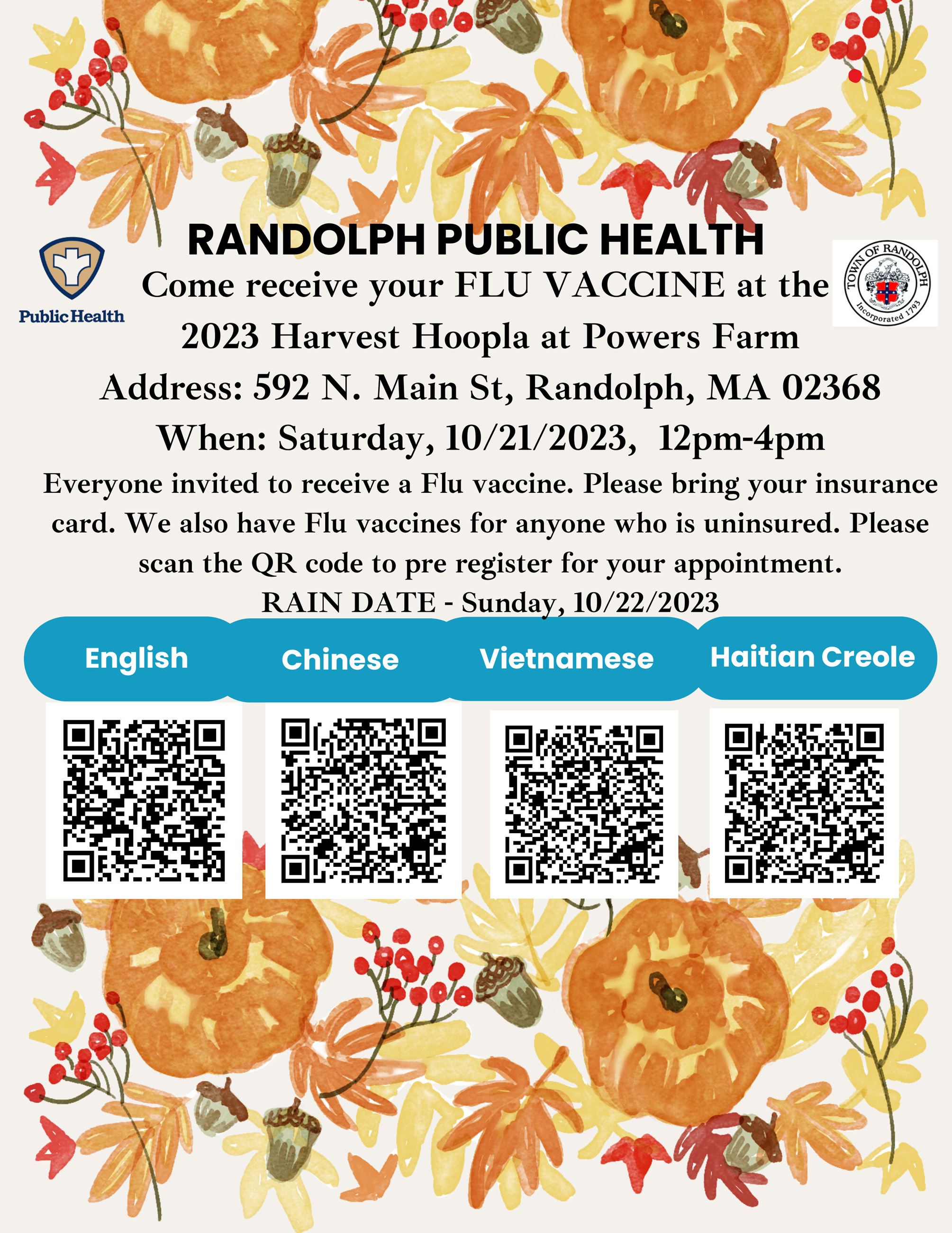 Flu Vaccines given at Harvest Hoopla on 10-21-2023