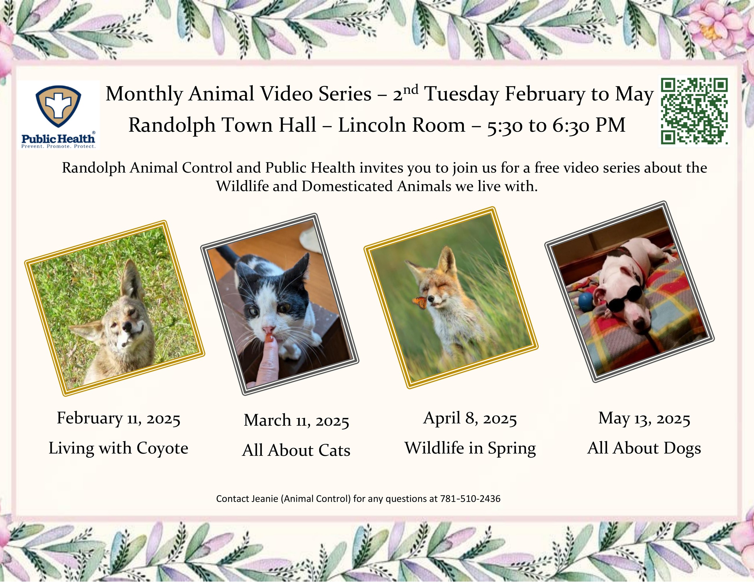 English-Monthly Animal Video Series- 2nd Tuesday of Month, Feb- May, 5:30 pm Lincoln Room, Town Hall