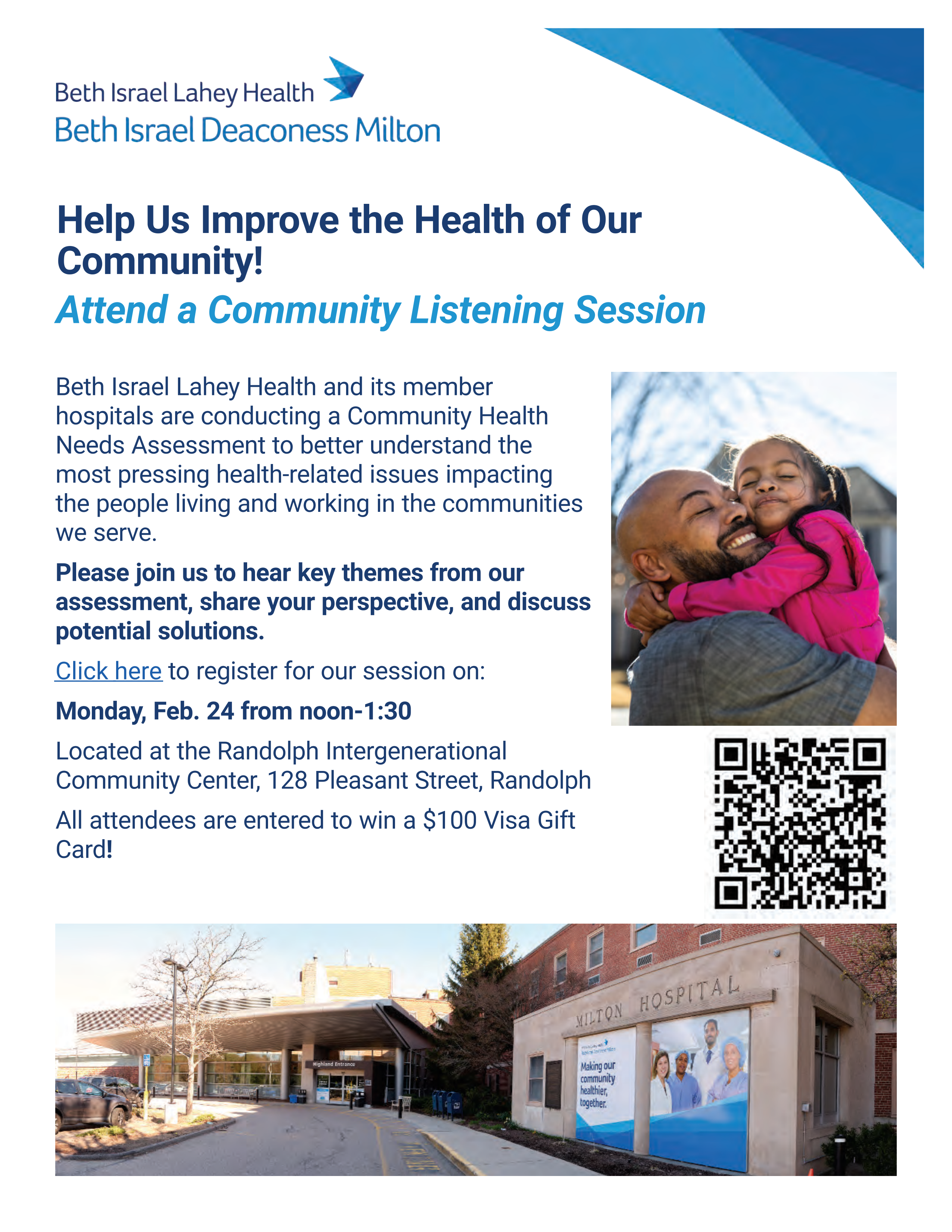 Feb. 24th- 12-1:30 pm at the RICC, 128 Pleasant St.-Discussion on Community Health Needs Assessment