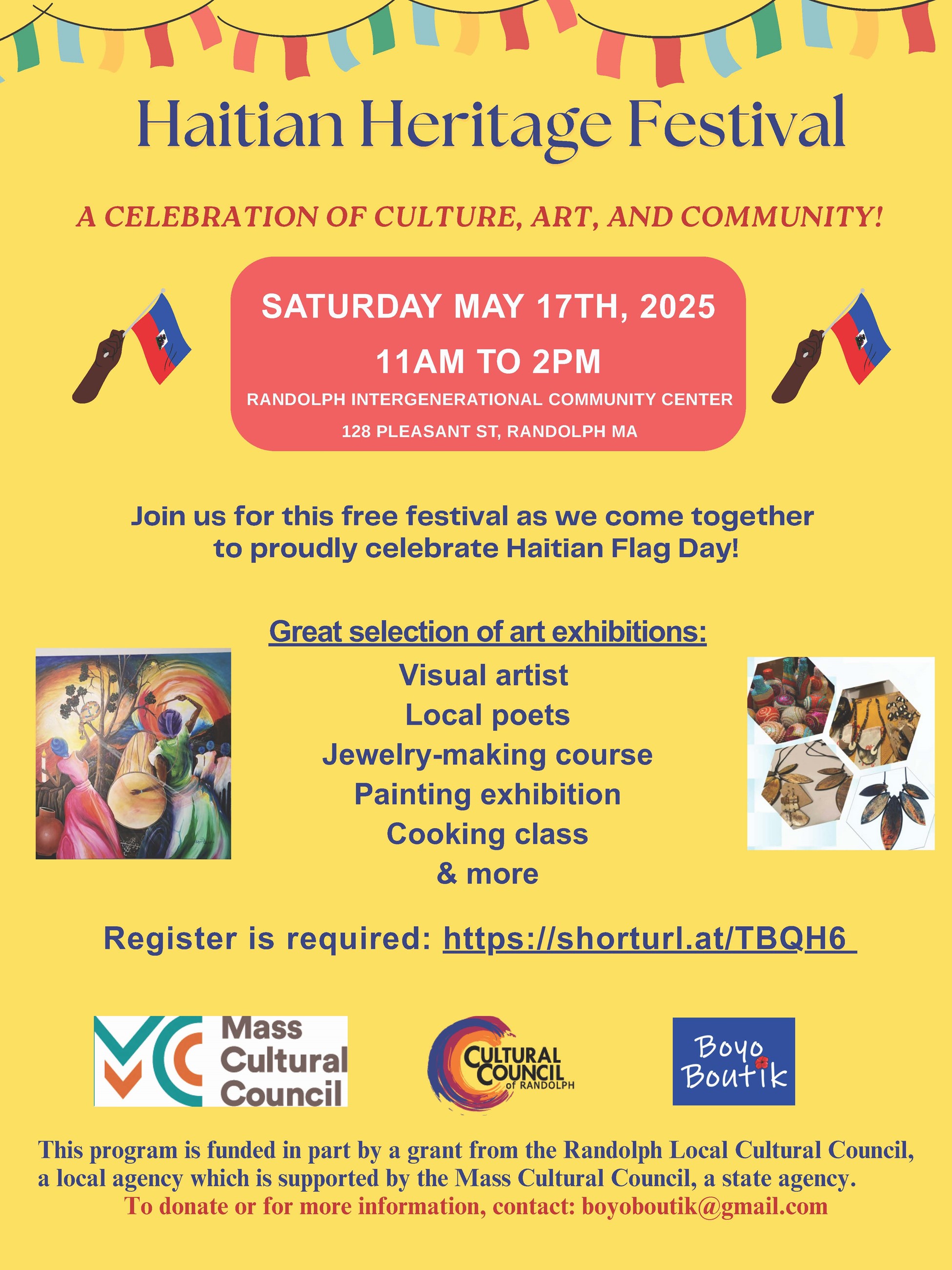 Haitian Heritage Festival May 17, 2025 11 AM to 2 PM - RICC 128 Pleasant