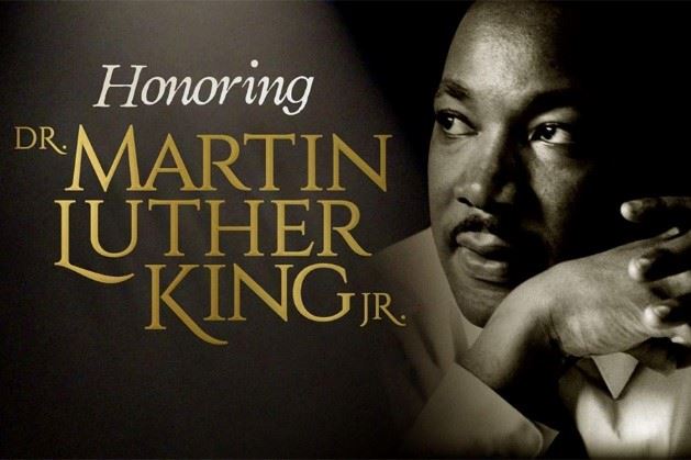 The words Honoring Dr. Martin Luther King, Jr. with a picture of Dr. King