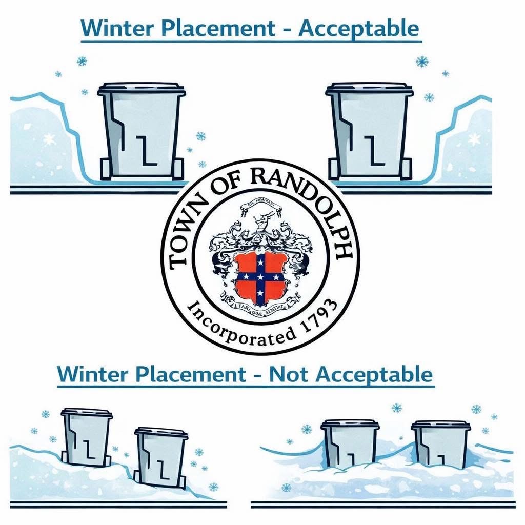 Place trash & recycle bins in front of snow banks not in the snow bank